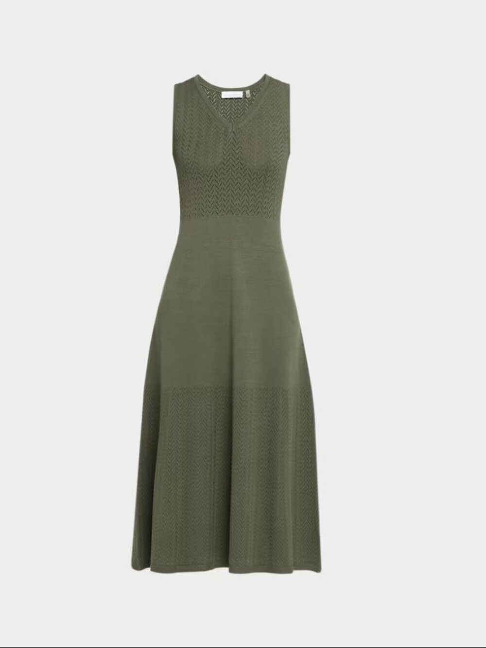 Elie Tahari The Elena Pointelle-Knit Midi Sweater Dress in dark sage size M new - Picture 5 of 9